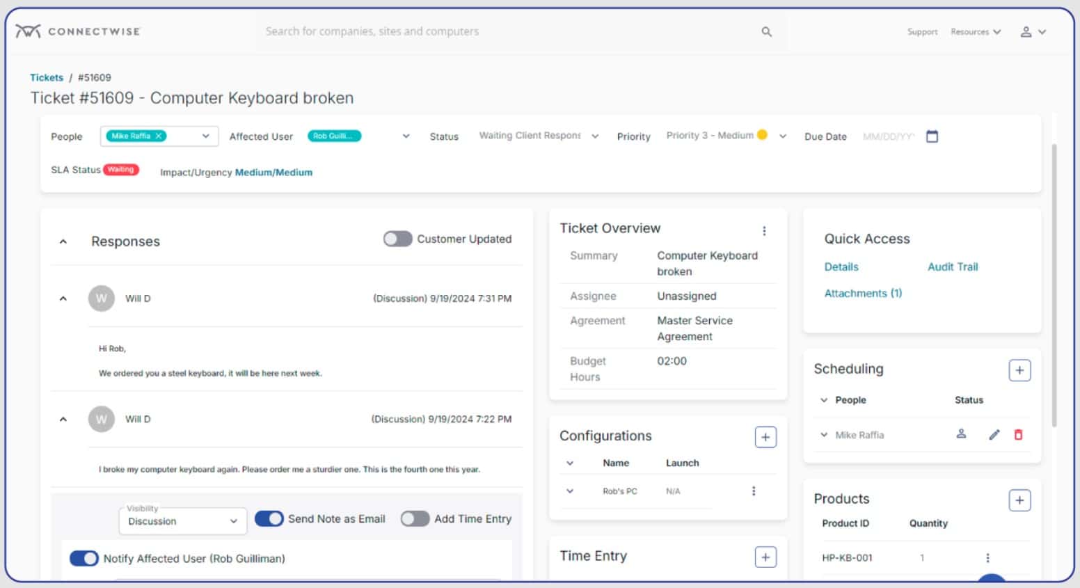 ConnectWise Manage MSP Ticketing